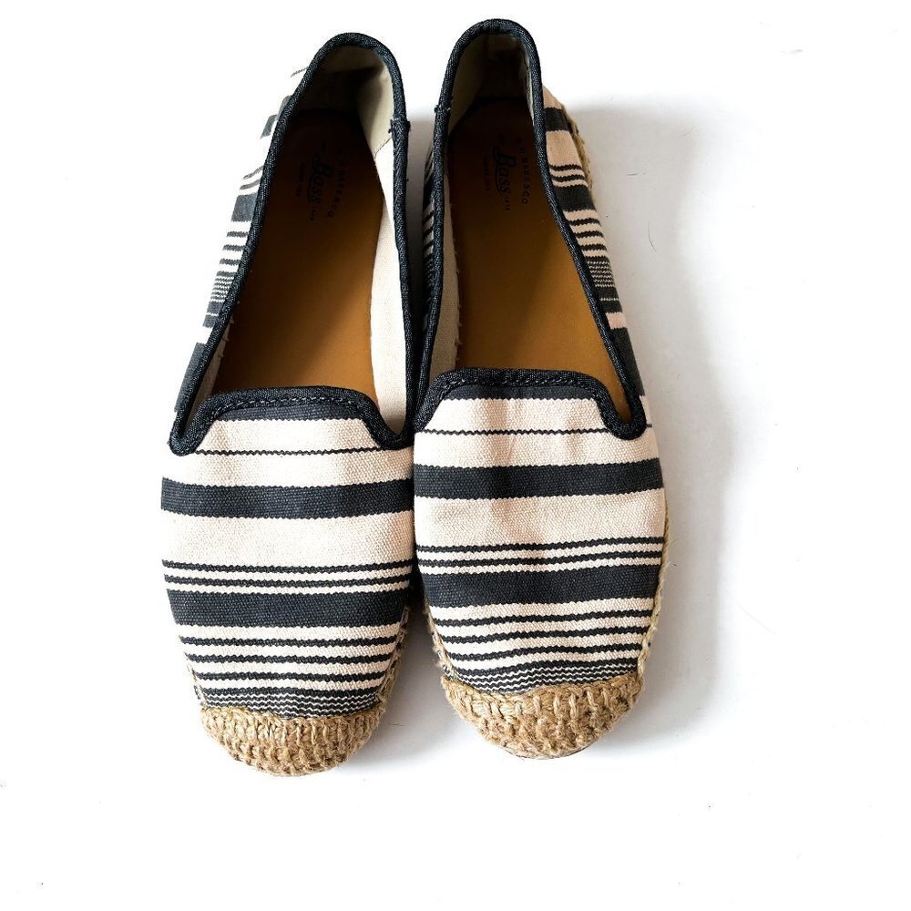 Bass Jenna espadrille Navy/Gray and Cream stripe size 9 - Picture 2 of 10